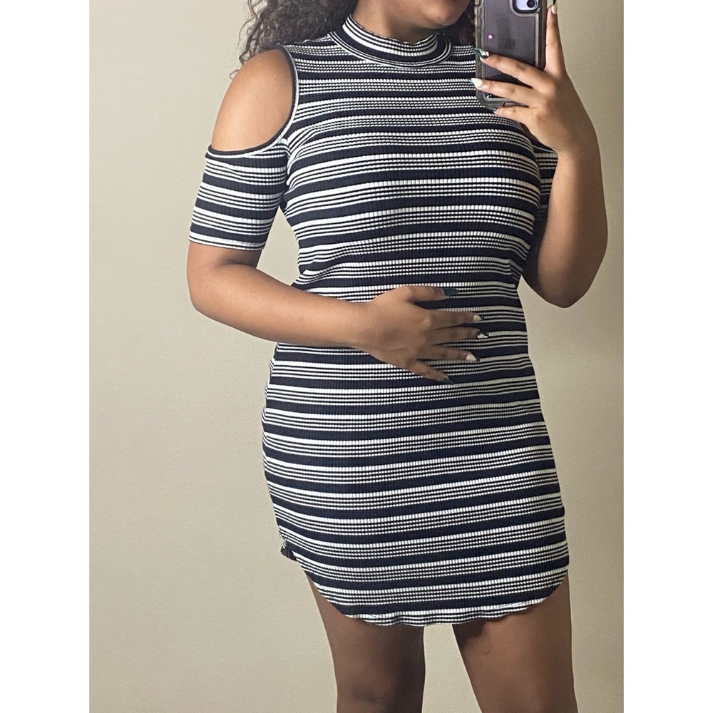 NEW  black and white striped dress